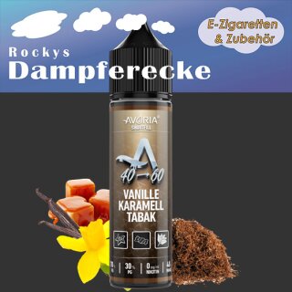 Avoria Vanille-Karamell-Tabak - 40 ml nikotinfreies Liquid in einer 60 ml Flasche